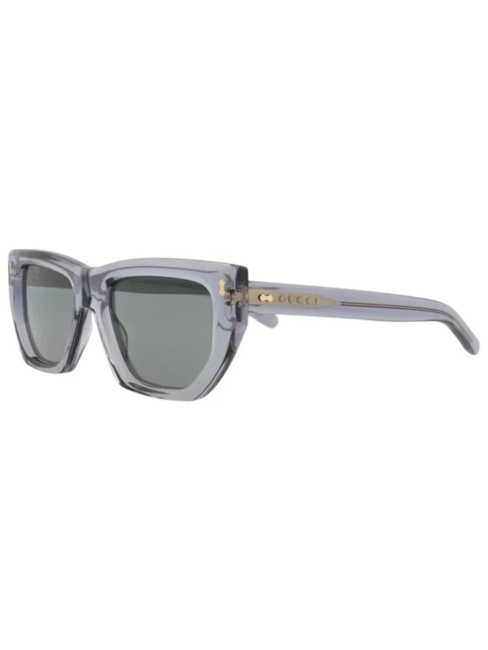 New Gucci Women's Sunglasses Cat Eye Recycled Acetate Frame Grey Grey Grey